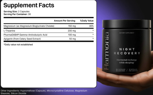 Harmonia Night Recovery Supplement facts