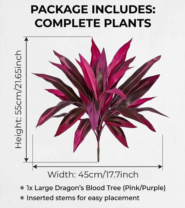 Somnera Artificial Dragon's Blood Tree Plants Includes